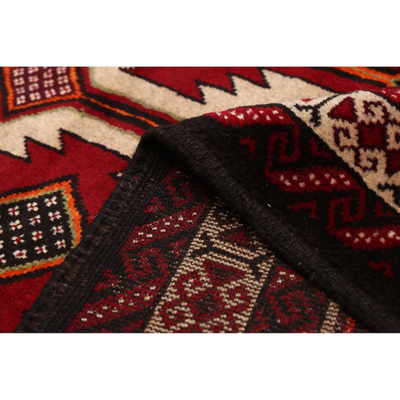 ECARPETGALLERY Hand-knotted Teimani Beige, Red Wool Rug - 3'3 x 6'2