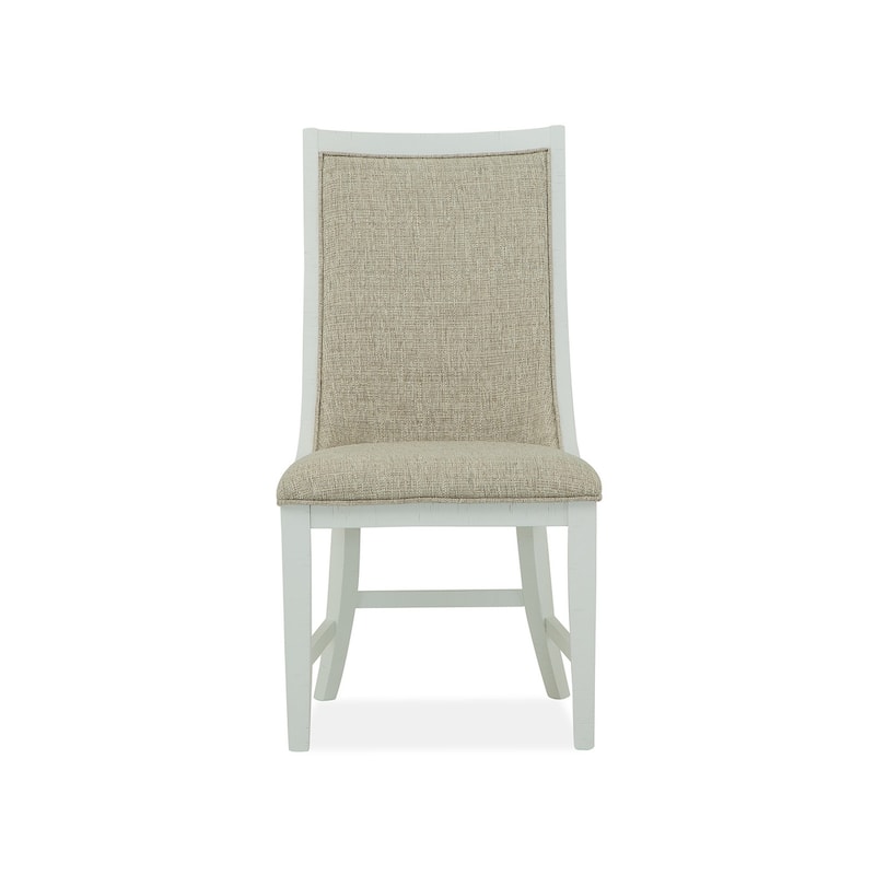 Magnussen Home Heron Cove Chalk White And Dovetail Grey Upholstered Host Chair Two Pack - 21.5''W x 27.13''D x 42''H