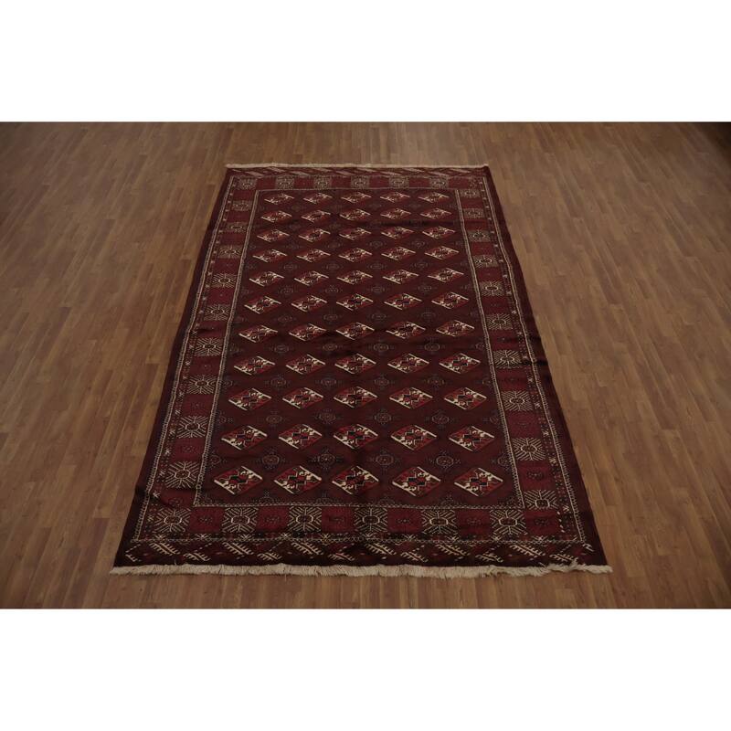 Hand Knotted Oriental 100% Wool Carpet Traditional All-Over Red Turkoman Area Rug - 11' 5'' X 7' 3''