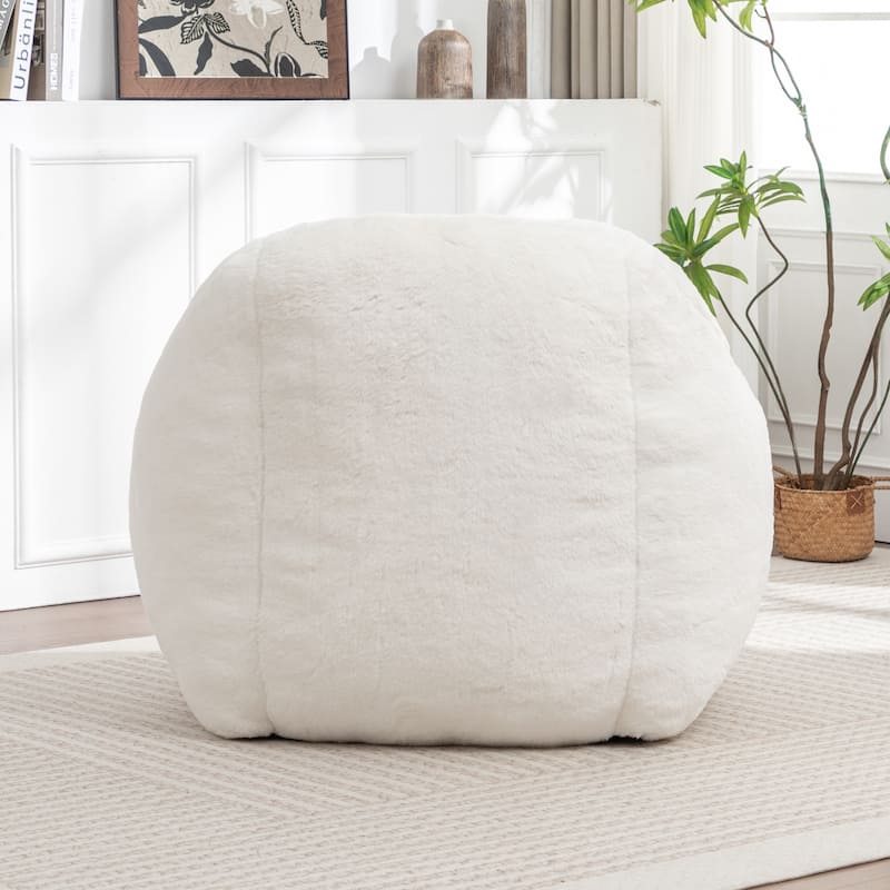 Comfy Bean Bag Sofa With Back Support, Faux Fur Bean Bag Chair For Adults And Kids