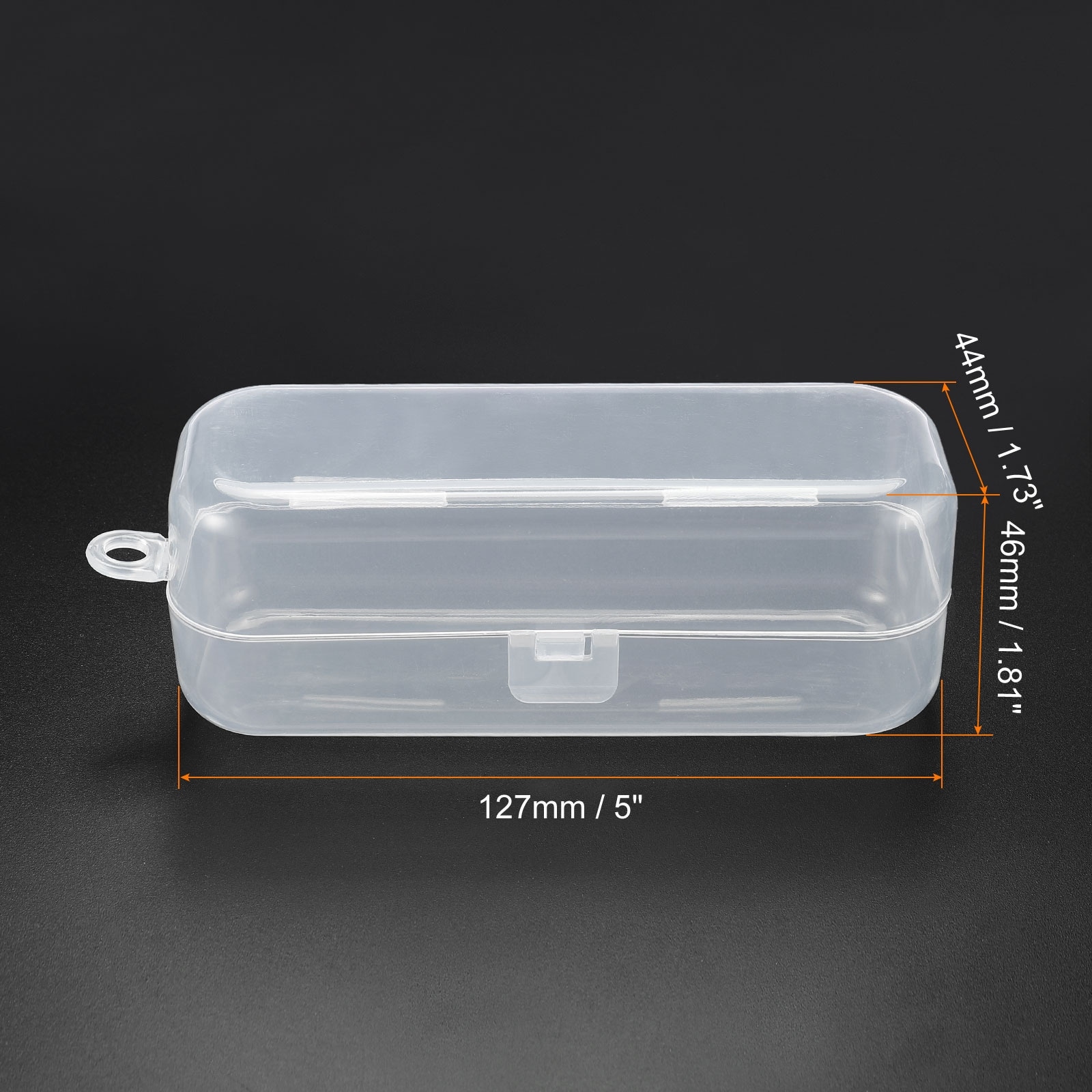 Unique Bargains Storage Containers with Hinged Lid Plastic Rectangle Box for Art Craft - Clear - 127x44x46mm