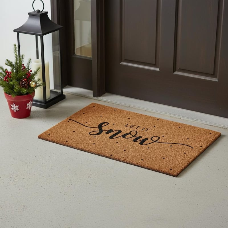 HomeRoots 24" X 36" Brown And Black Christmas Outdoor Coir Door Mat - 24.00' X '36.00 - 24.00' X '36.00