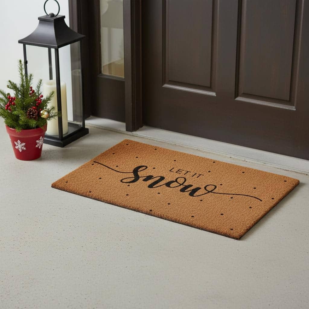 HomeRoots 24" X 36" Brown And Black Christmas Outdoor Coir Door Mat - 24.00' X '36.00