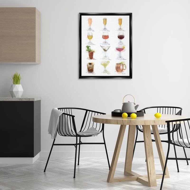Stupell Soft Artisanal Cocktails Menu Framed Floater Canvas Wall Art Design By Matthew Piotrowicz