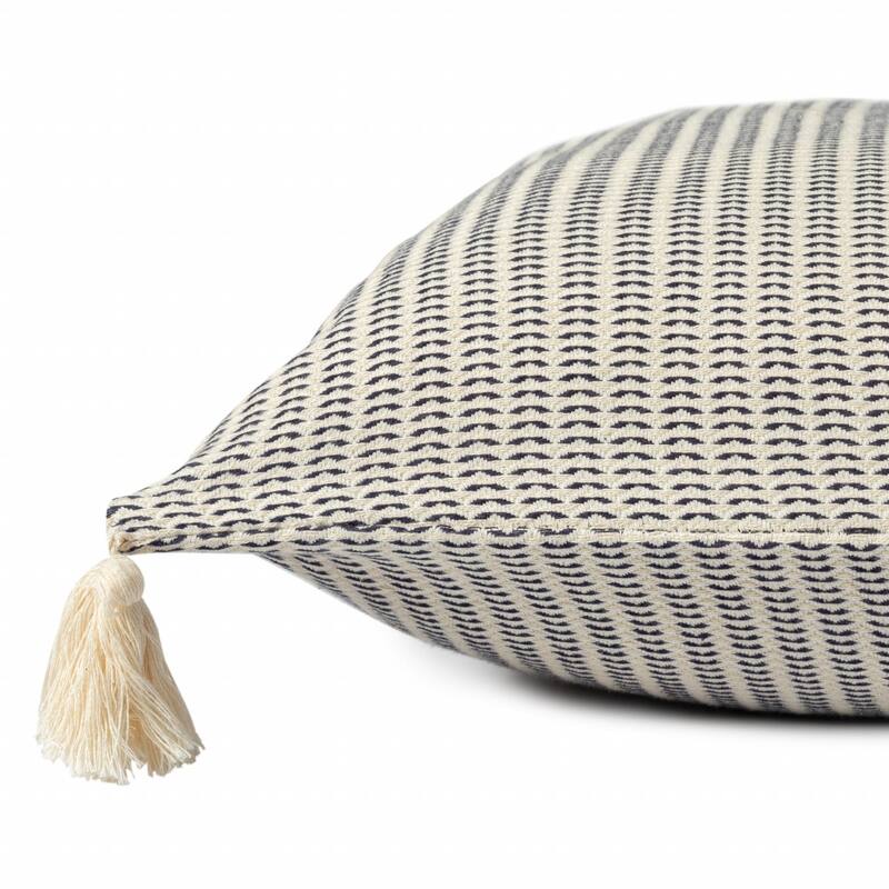 HomeRoots 18" X 18" Navy And Ivory 100% Cotton Striped Zippered Pillow
