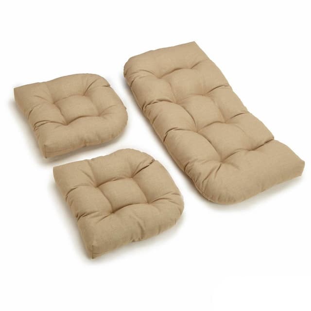 Blazing Needles All-weather 3-piece Bench Cushion Set - Sandstone