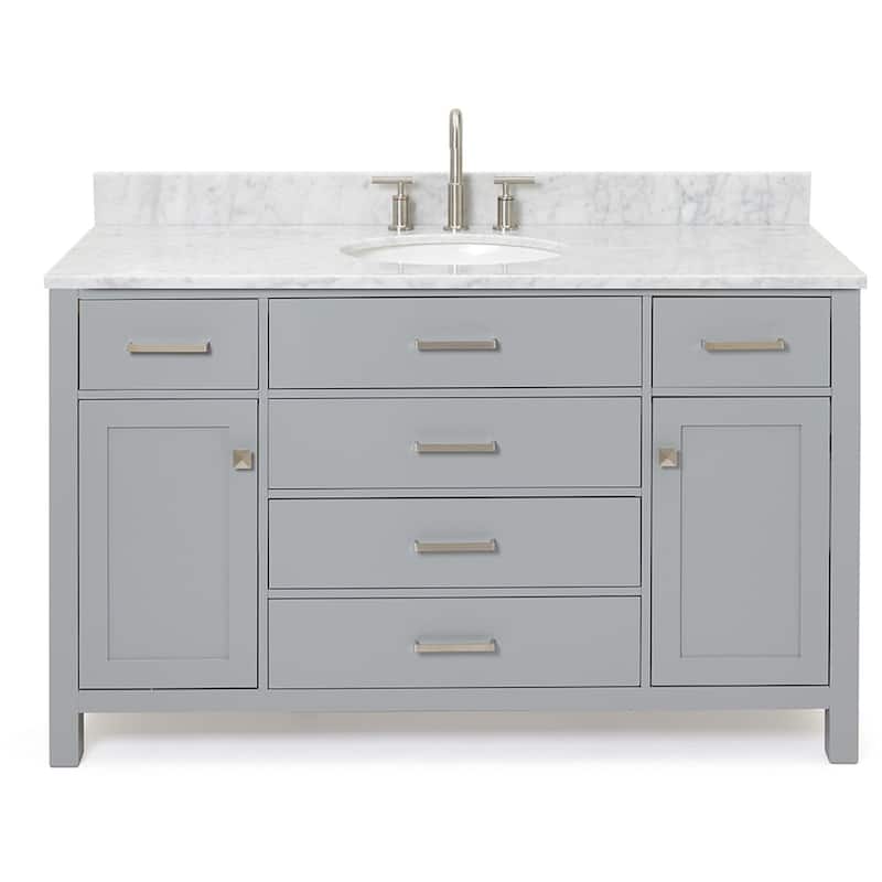 Ariel H055SCW2OVO Bristol 55" Free Standing Single Oval Basin Vanity - Grey - Ash Finish