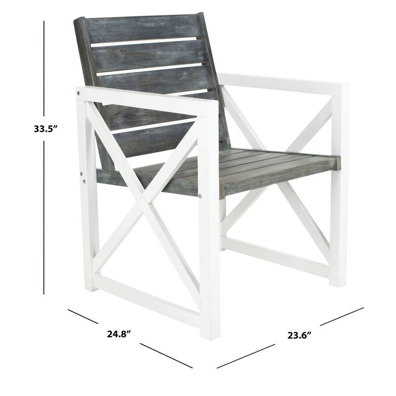 SAFAVIEH Irina White Frame/ Ash Grey Seat Arm Chair (Set of 2) - 24"W x 25"D x 34"H