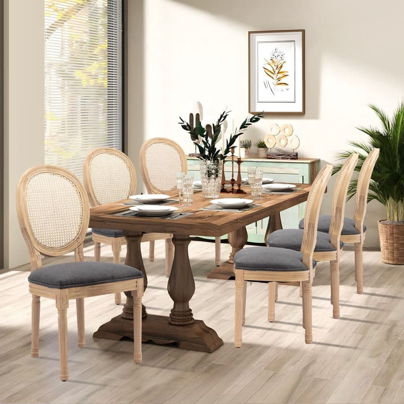 French Chair Dining Chair Solid Wood with Nailhead Trim Set of 2