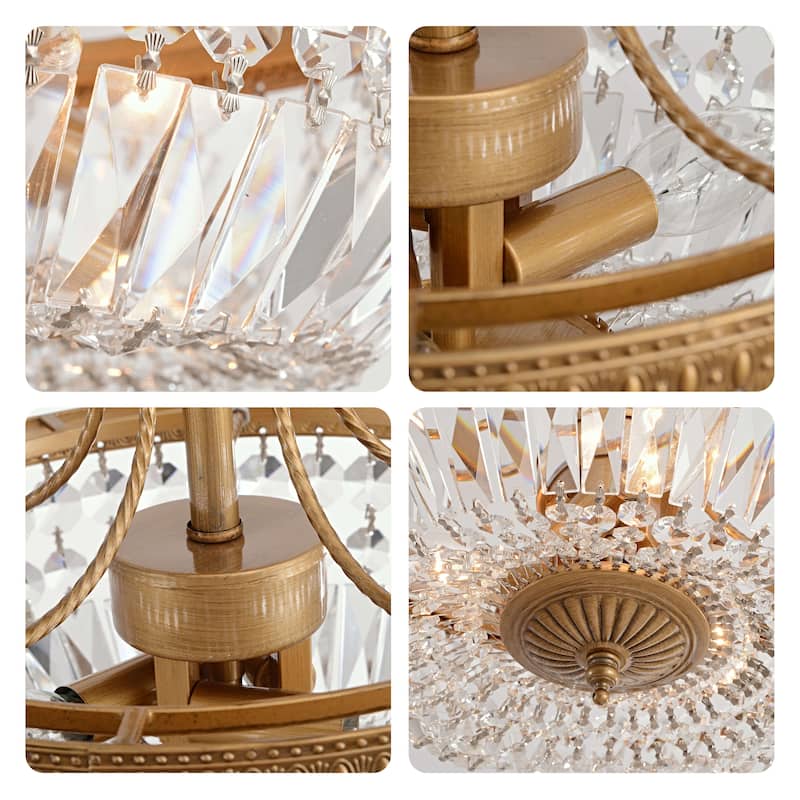 Jessica Crystal Basket 3-light Semi-Flush Mount Chandelier