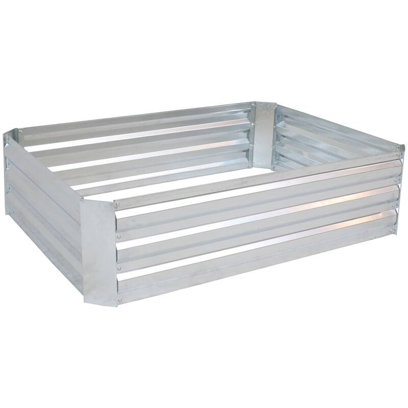 HomeRoots 12" X 48" Silver Steel Rectangular Raised Garden Bed