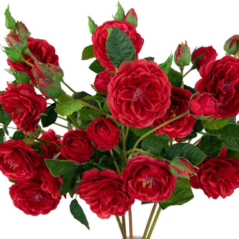 real touch™ red artificial camellia rose floral sprays set of 6 23"