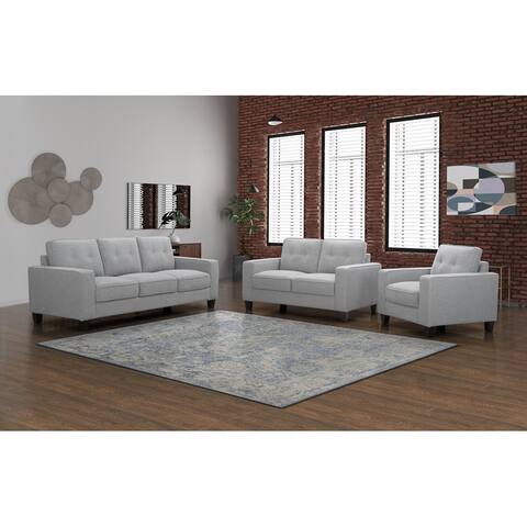 Abbyson Malcolm Grey Stain-resistant Fabric 3-piece Living Room Set