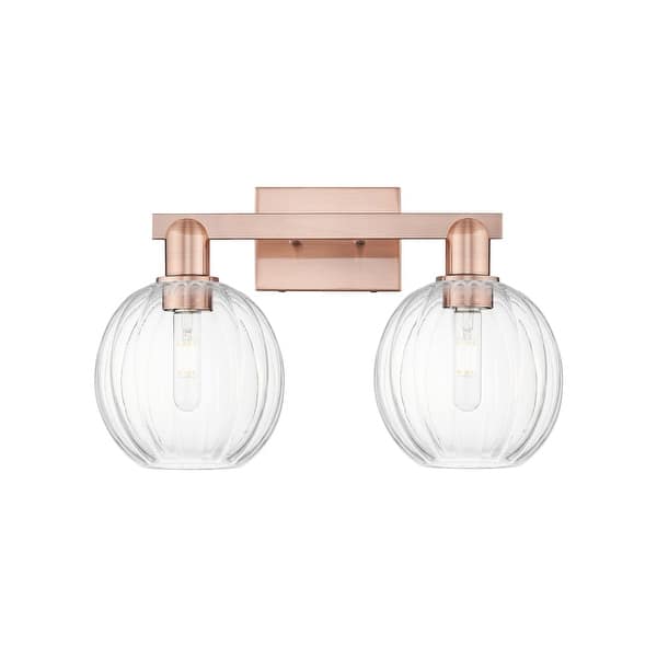slide 2 of 59, Innovations Lighting Downtown Urban - Preston - 2 Light 16" Globe Shade Bath Vanity Light Clear/Antique Copper