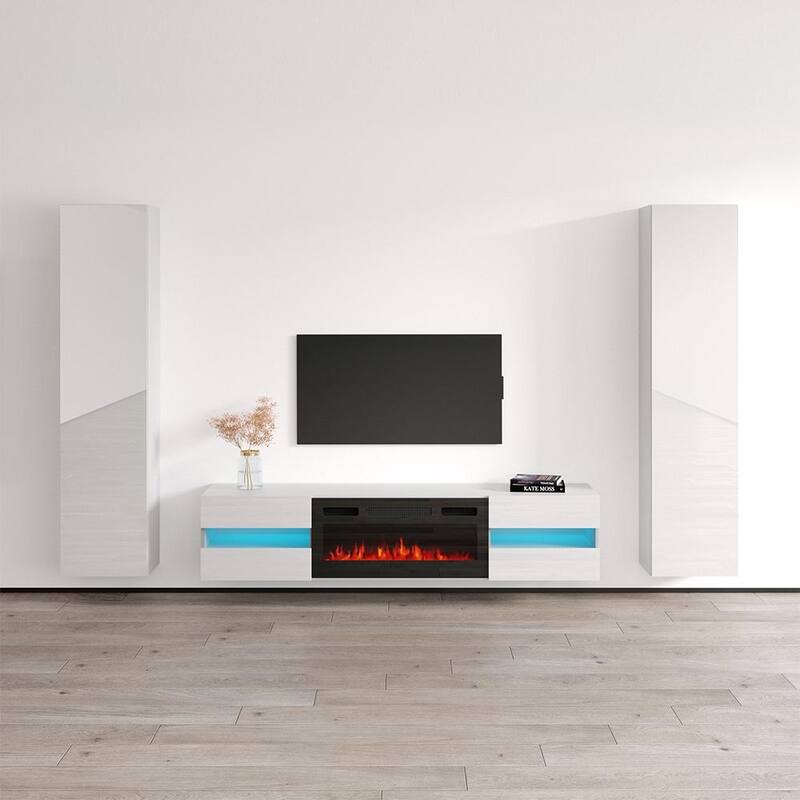 Metro BL-EF Floating Fireplace Entertainment Center - 40 - White