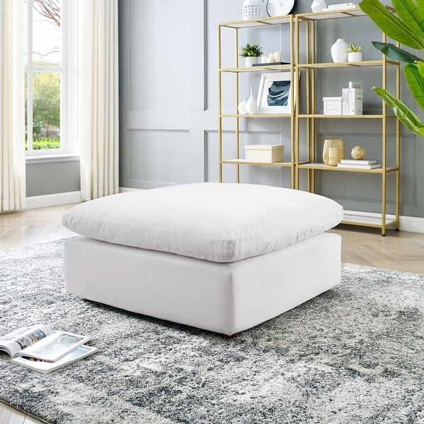 slide 31 of 49, Commix Down Filled Overstuffed Performance Velvet Ottoman White