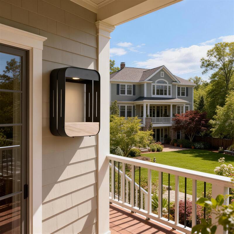 Modern Solar Rectangle Frame Integrated LED Sensor Outdoor Wall Light