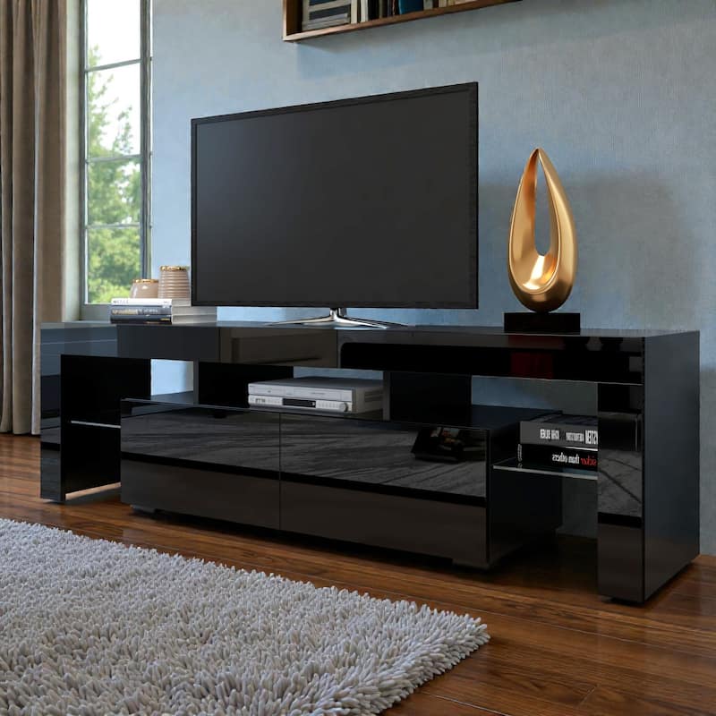 Modern 63" TV Stand with 20-Color LED Lights, Remote Control Media Console for 60-69 Inch TVs