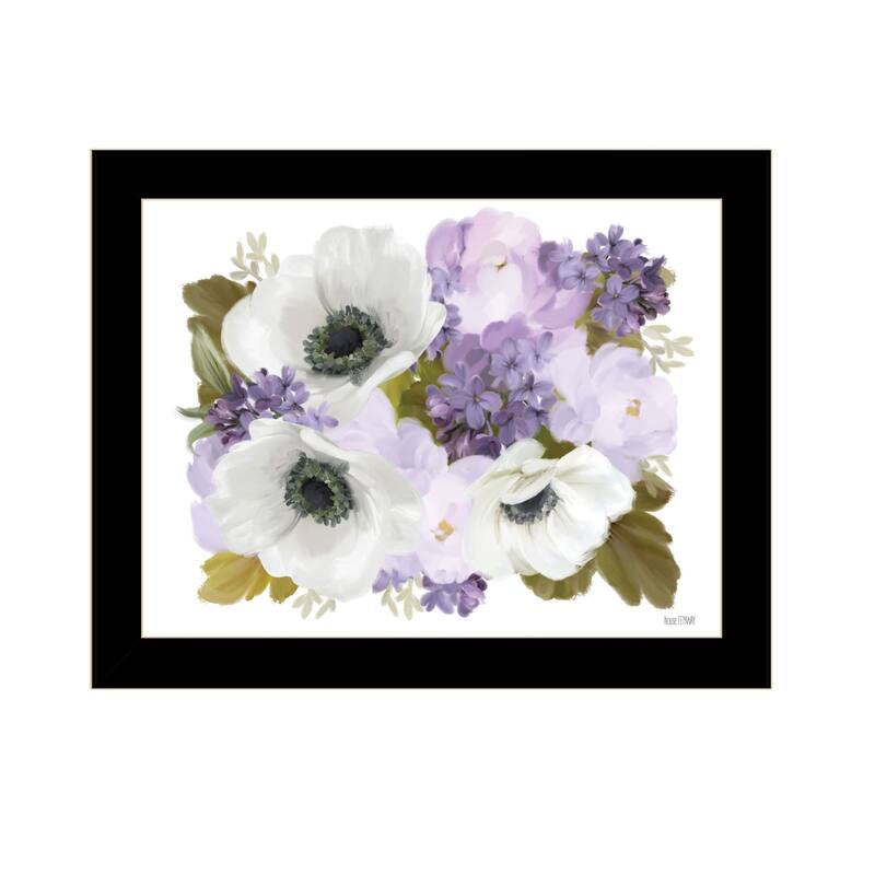 TrendyDecor4U Contemporary "Lilacs and Anemone" Framed Print Wall Art