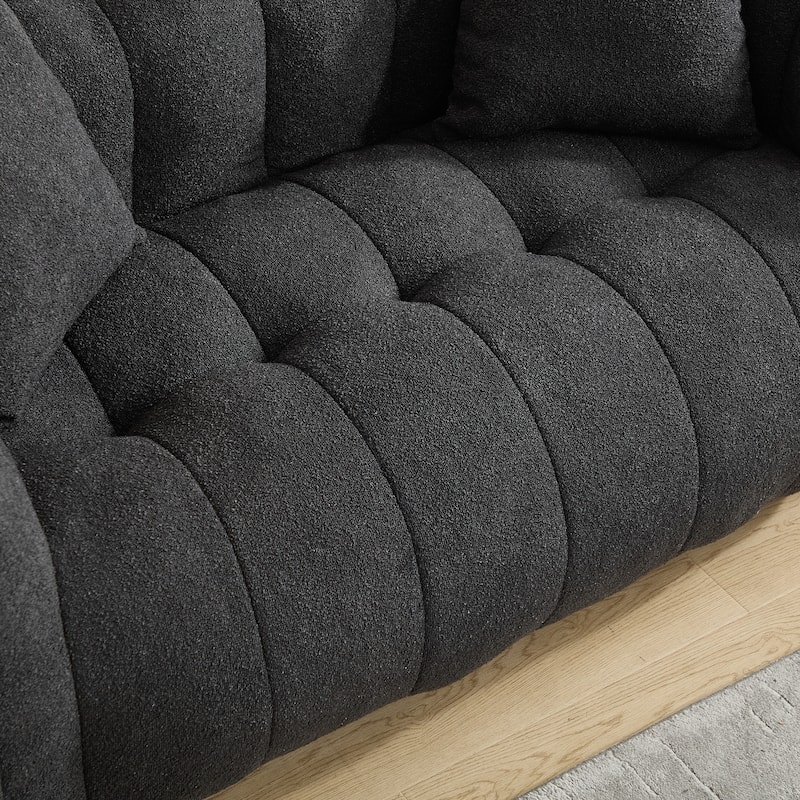 66" Chenille Square Beanbag Chair with High-Resilience Foam Core, Armrests and Handle