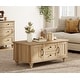 preview thumbnail 1 of 10, Light Wood Coffee Table with Drawer & Cabinet, Rustic Center Table Antique Oak