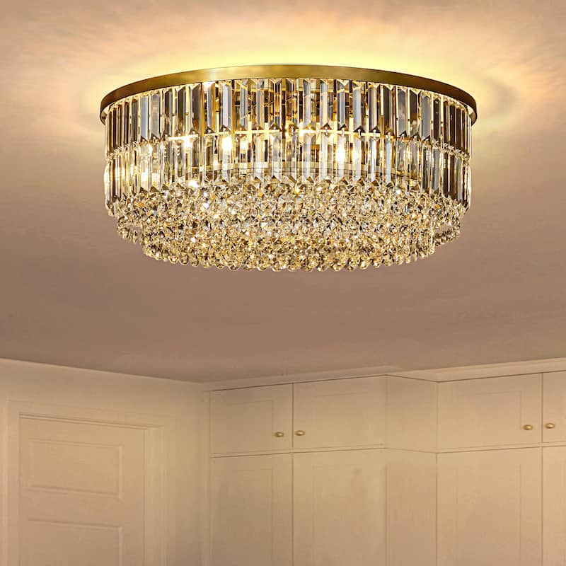 Modern Glam Tier Crystal Flush Mount Ceiling Light