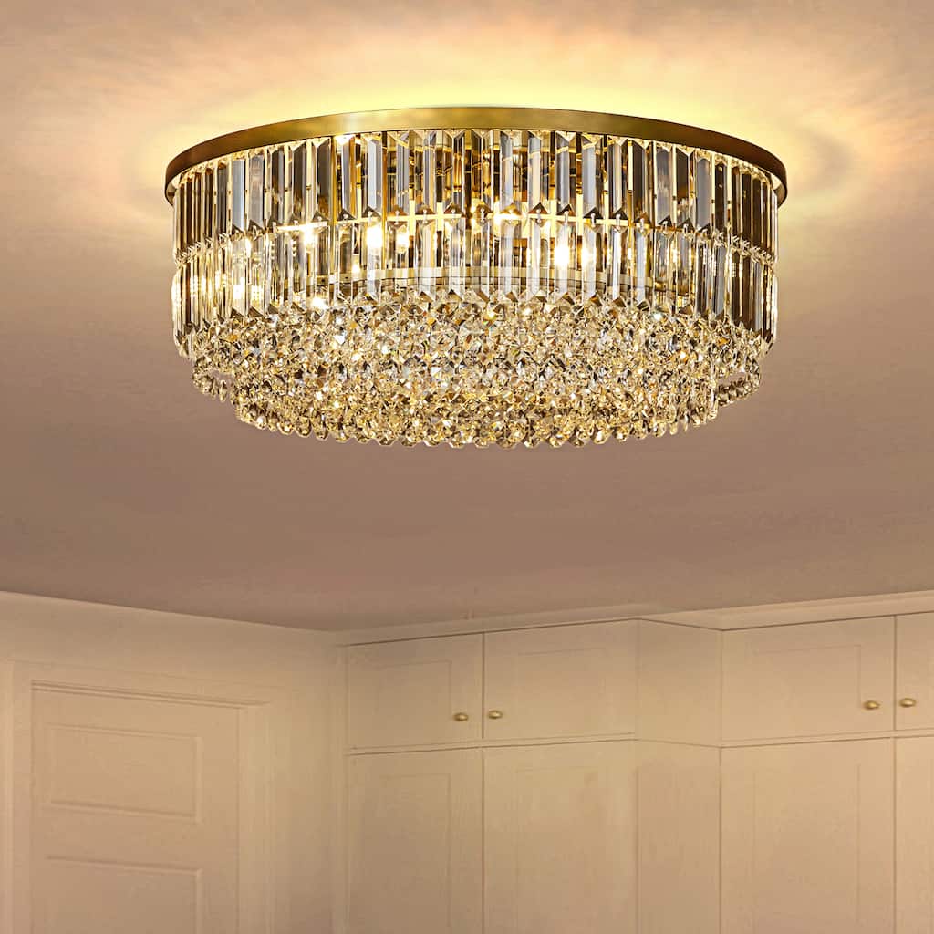 Modern Glam Tier Crystal Flush Mount Ceiling Light