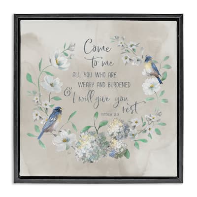 Stupell Comforting Proverb & Wreath Framed Floater Canvas Wall Art Design By Nan