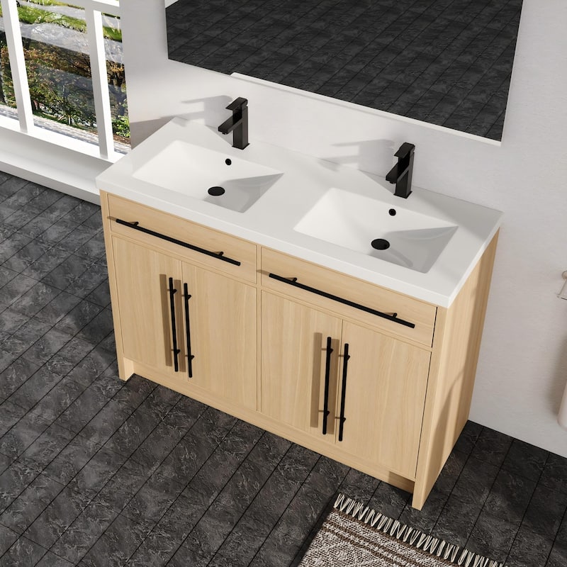 Malwee 48"/60" Bathroom Vanity with Sink, FreeStanding Vanity with 4 Soft Close Doors and 2 Adjustable Shelves
