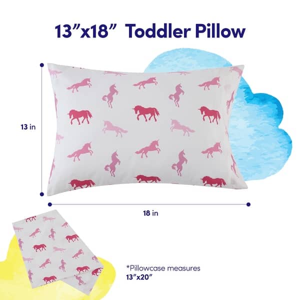 dimension image slide 1 of 2, 100% Cotton Toddler Pillow & Pillowcase 13"x18"