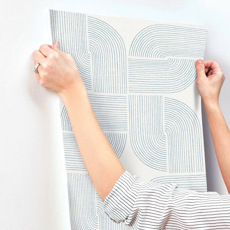 A-Street Prints Savoye Dark Blue Spiral Arches Wallpaper