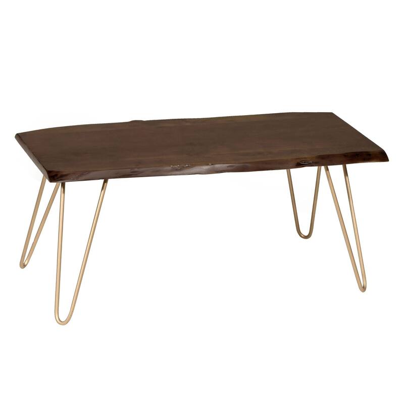 Rectangular Wooden Coffee Table - 40" - Gold Finish