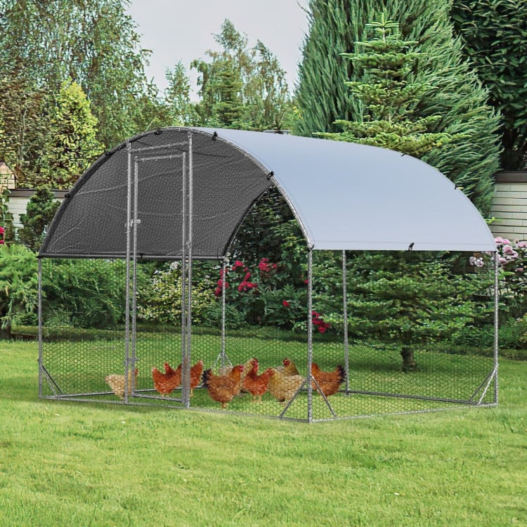 Metal Chicken Coop Outdoor Galvanized Dome Cage with Cover