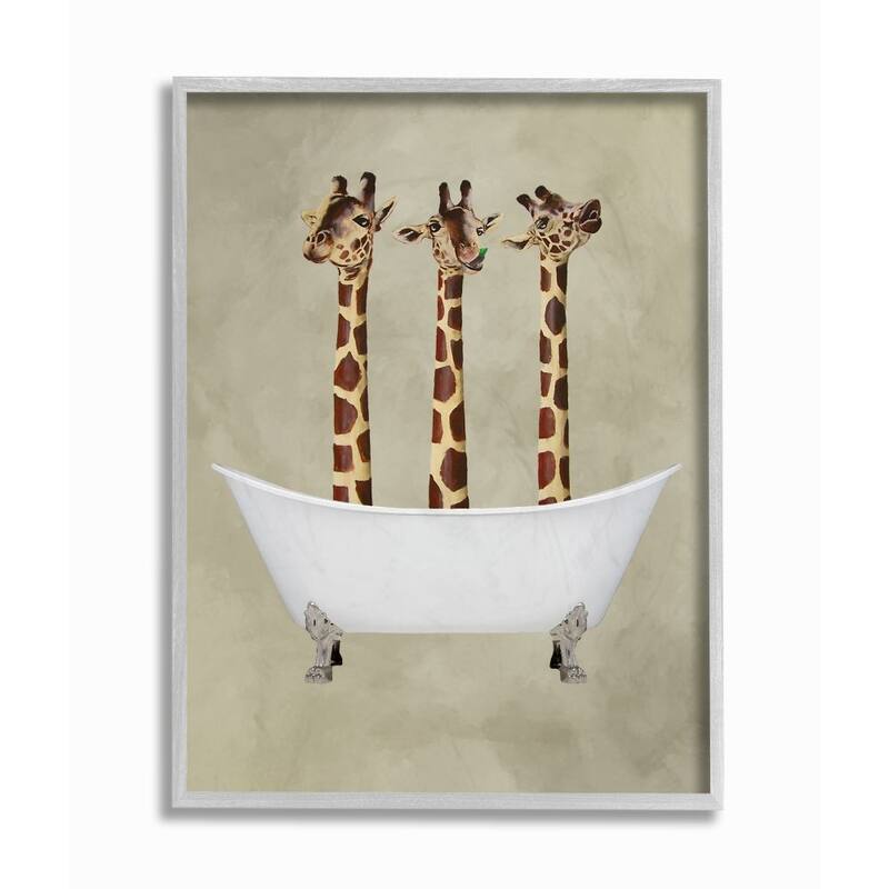 Stupell Three Giraffes In A Bathtub Framed Art, 11x14, Design By Artist Coco de Paris