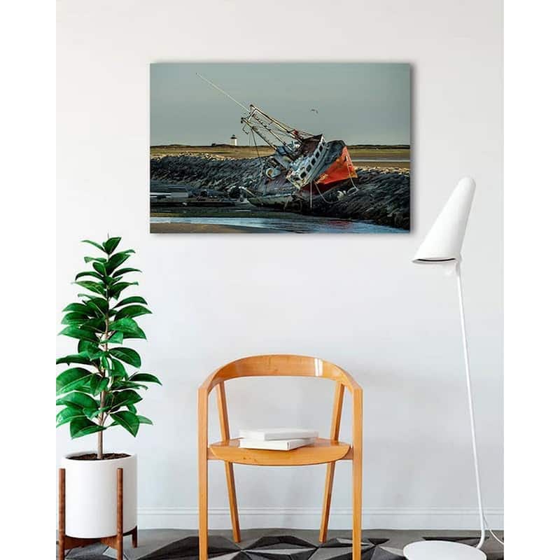 Grounded Boat After Storm Cape Cod by Wayne Collamore Art Poster - Print On Demand - 24 x 36 Inch