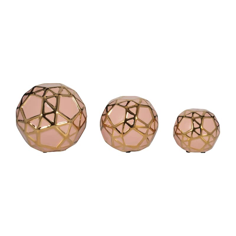 Accented Abstract Modern Coastal Decorative Orbs Set of 3
