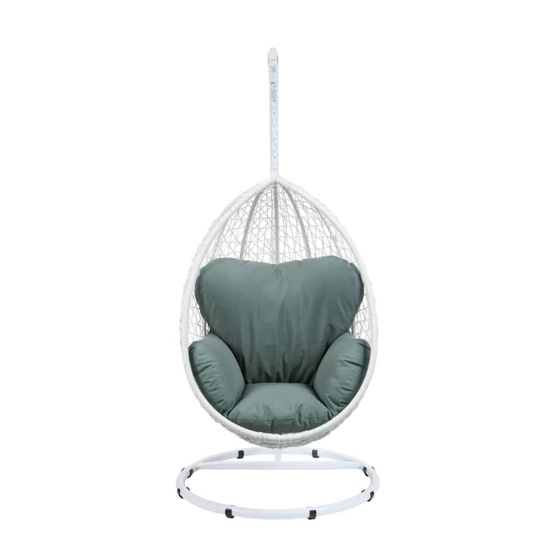 Indoor Outdoor Wicker Hanging Basket Egg Swing Chair with Steel Stand