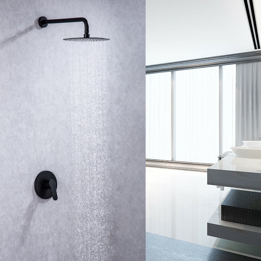 CLihome 1-Spray Patterns10 in. Wall Mount Round Shower Faucet