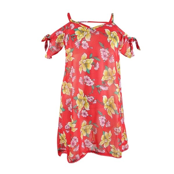 red plus size swimsuit cover up