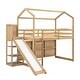 preview thumbnail 8 of 14, Twin Size Wood House Loft bed with Slide, Storage shelves and Light,Multifunctional Storage 3 Beds in 1 with Light