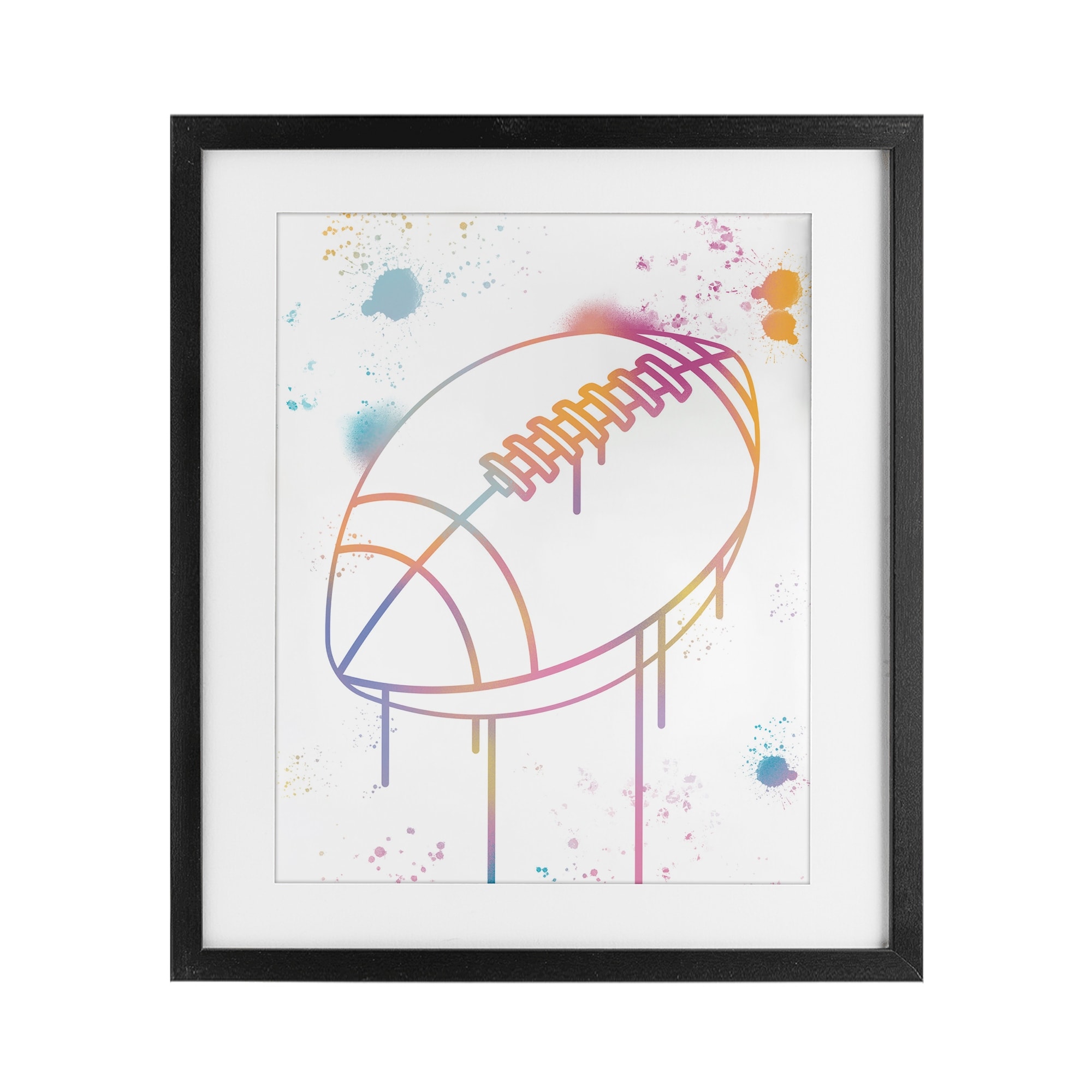 Stupell Graffiti Football Drip Under Glass Framed Design By Marcus Prime