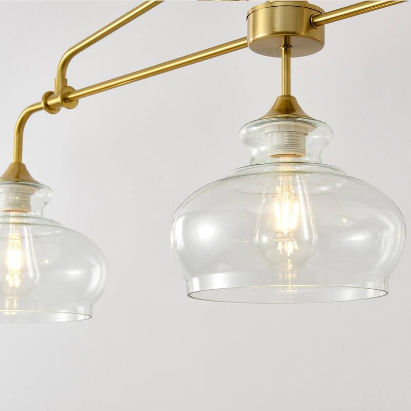 Modern 3/4/5 Light Gold Chandeliers Linear Glass Kitchen Island Lights