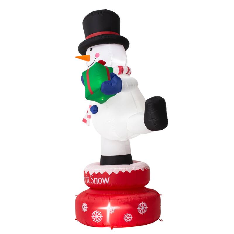 Glitzhome 6 FT Lighted Inflatable Rotating Snowman or Gingerbread Man Decor