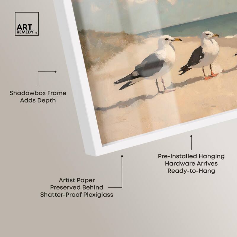 Seagulls at the Beach I Shadowbox by Art Remedy
