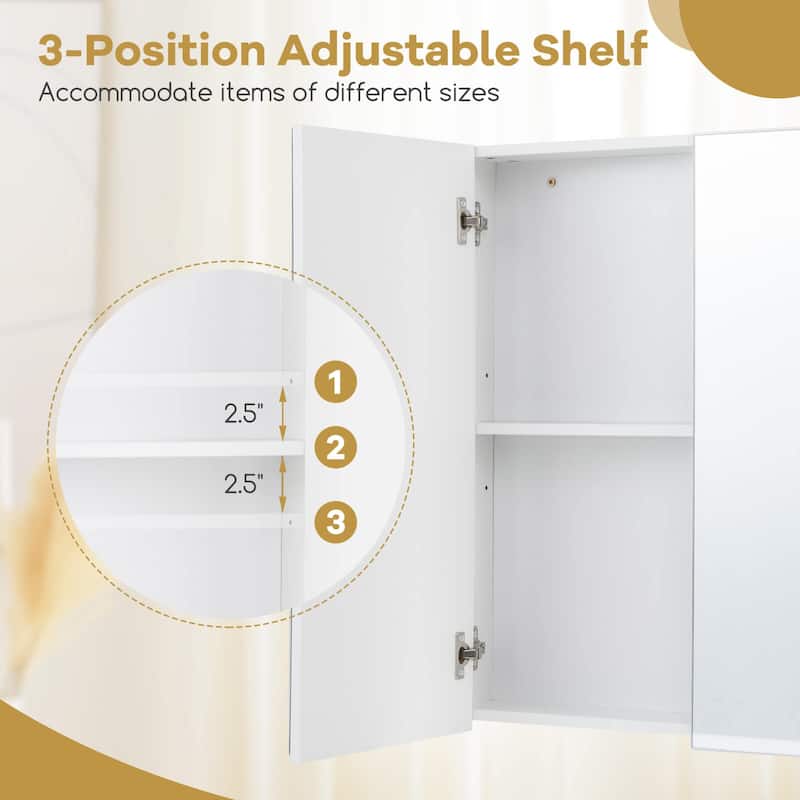 Costway 24.5" x 42.5" Bathroom Wall Cabinet with Double Mirrored Doors