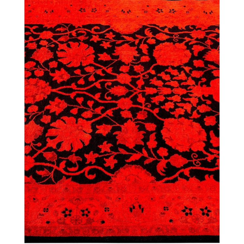 Overton Hand Knotted Wool Vintage Inspired Modern Contemporary Overdyed Orange Area Rug - 3' 2" x 5' 4"