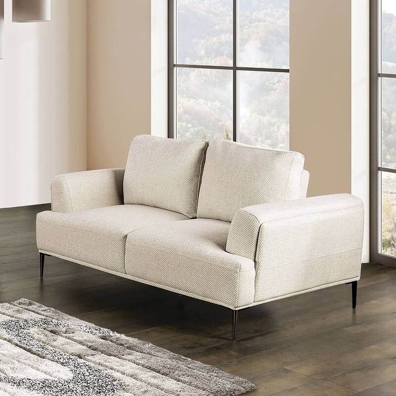 Furniture of America Paola Mid-Century Modern 2-Piece Beige Chenille Adjustable Sofa Setwith Extendable Back