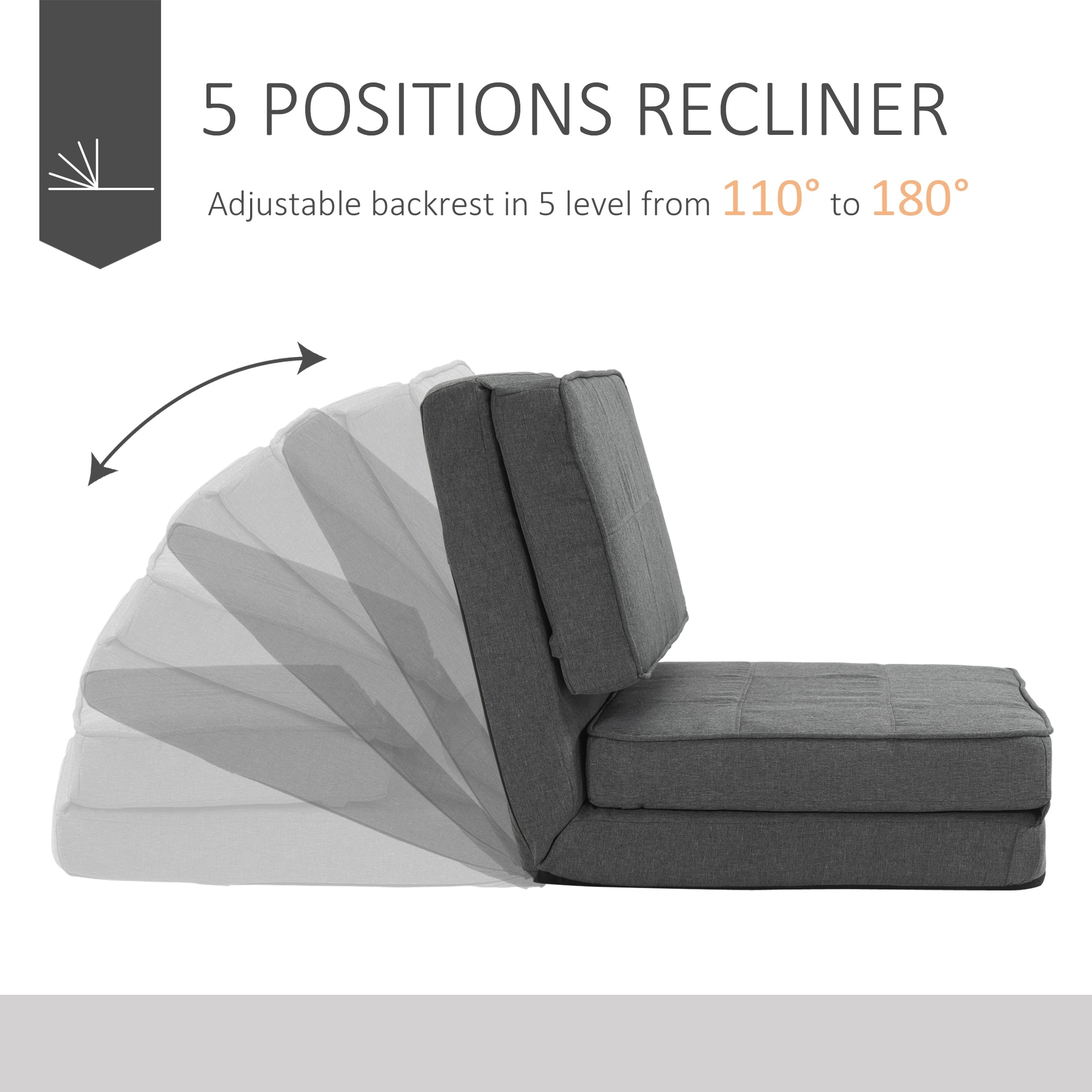 foldable adjustable backrest thick seat cushion