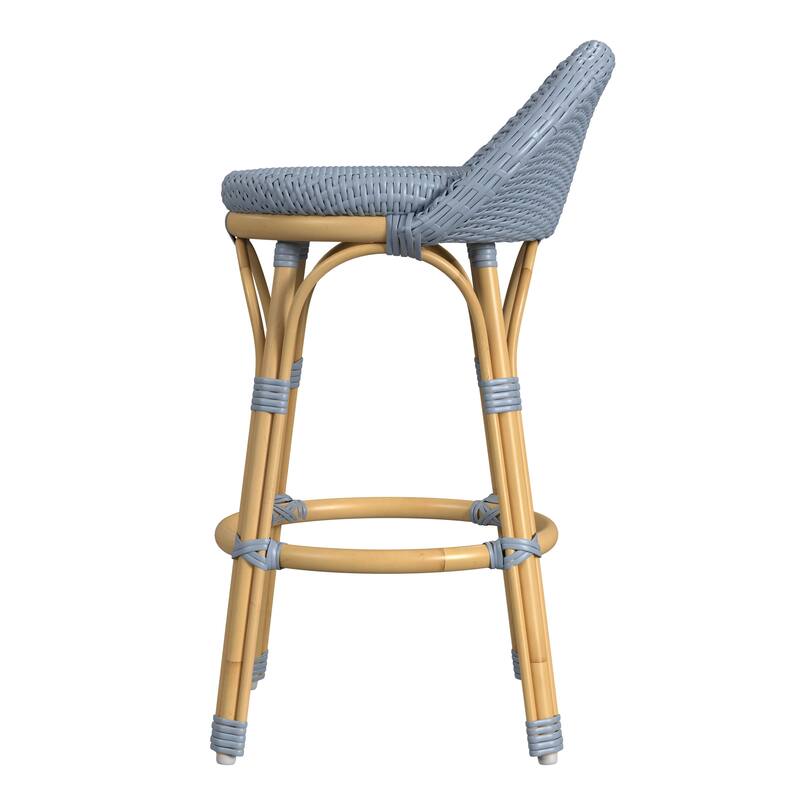 Tobias Outdoor Rattan and Metal Low Back Counter Stool