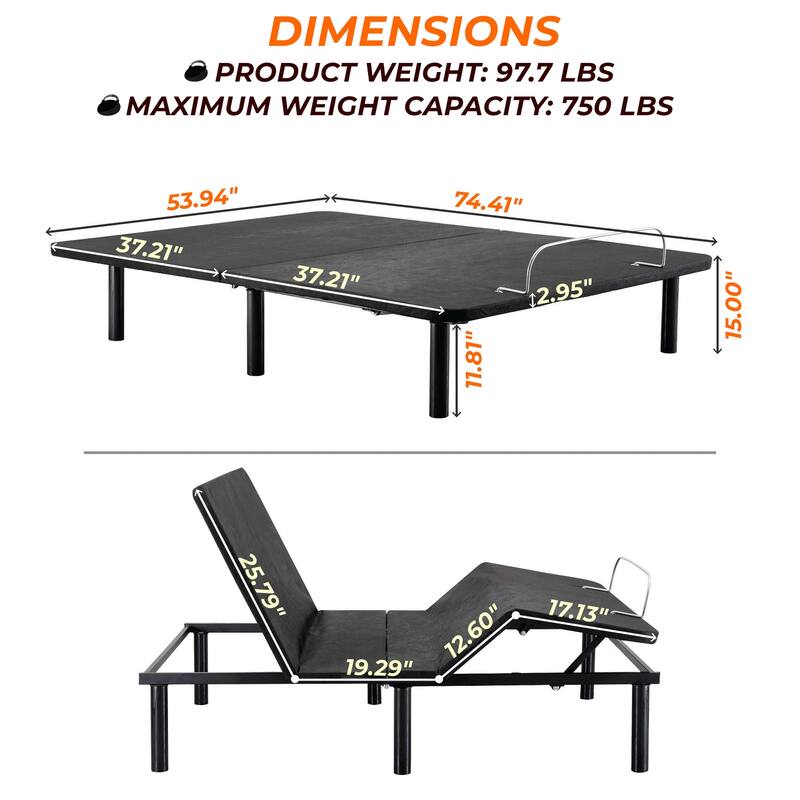 Adjustable Metal Bed Frame with Wireless Remote – Value Sleep Upgrade with Head & Foot Tilt, Low Profile Design